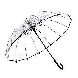 Зонт трость прозрачный 011Р (Чёрный)
