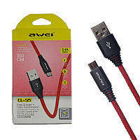 Дата-кабель AWEI CL-55 Micro (1,5 м.,поддержка 2.4А) цвет: красный