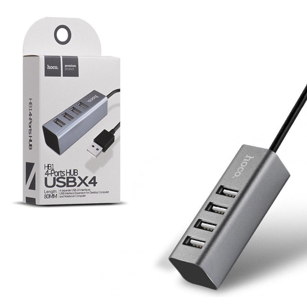 Разветвитель Hoco HB1 на 4 USB цвет: графитовый - фото 1 - id-p104055363