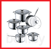 RS-2062 Набор кастрюль со сковородой, Royal Salute, 12 предметов, нержавеющая сталь, набор посуды