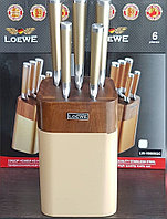 LW-19006C Набор кухонных ножей с подставкой Loewe, 6 предметов, нержавеющая сталь