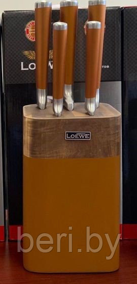 LW-19006GC Набор кухонных ножей Loewe, 6 предметов, подставка, нержавеющая сталь - фото 1 - id-p104221550