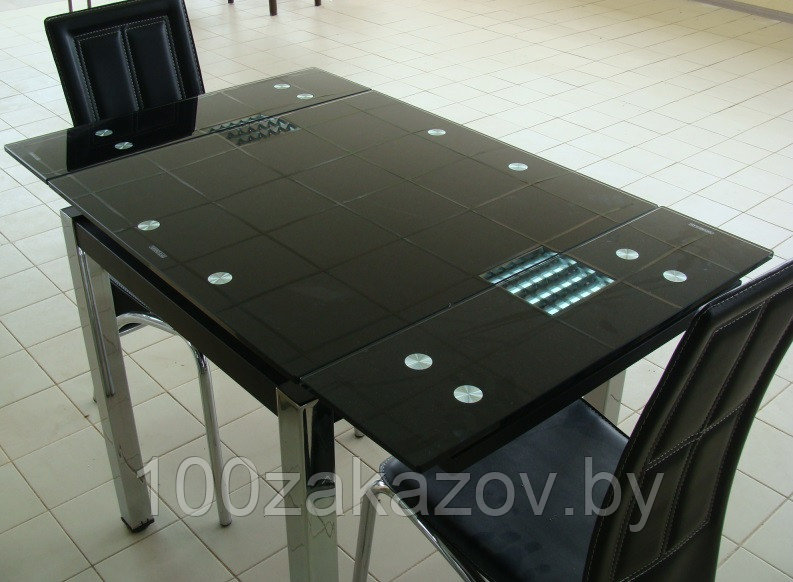 Стеклянный  кухонный стол 800/1300*800.  Раздвижной  стол трансформер DT 586-2