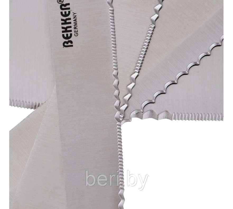 BK-8406 Набор ножей на подстьавке, Bekker, 5 ножей, мусат, ножницы, подставка - фото 4 - id-p104227299