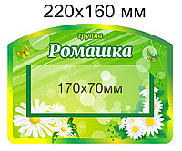 Табличка для группы "Ромашка" 220х160 мм, с карманом для информации