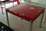 Стол кухонный раздвижной 60-69А красный. Стол трансформер стеклянный, фото 3