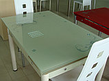 Стеклянный  кухонный стол 1000/1510*800.  Раздвижной  стол трансформер 6069B, фото 3