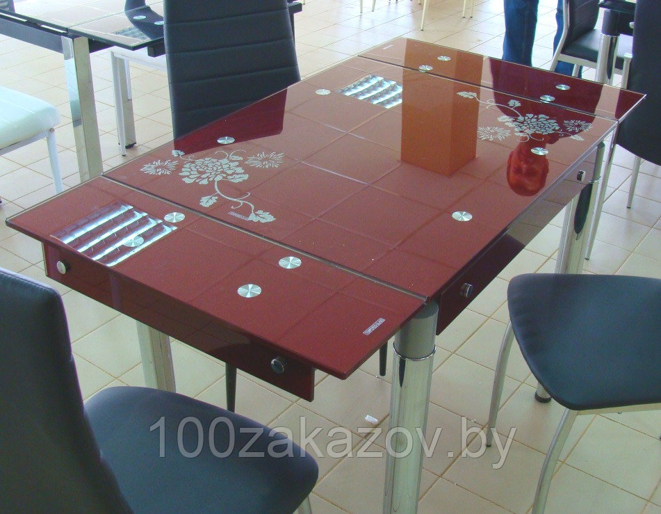 Стеклянный кухонный стол.Раздвижной обеденный стол трансформер 6069-3 - фото 1 - id-p5603611