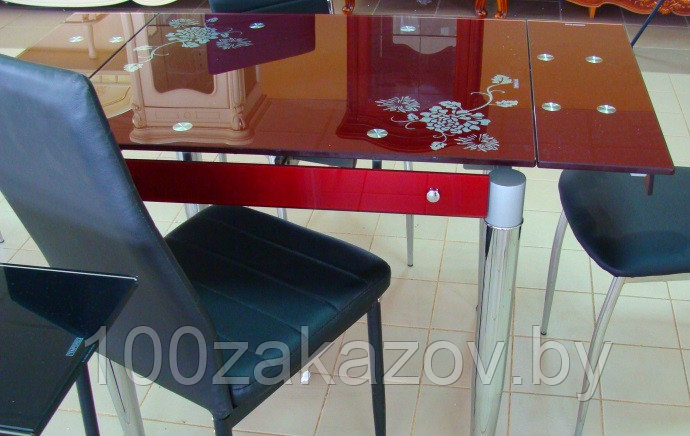 Стеклянный кухонный стол.Раздвижной обеденный стол трансформер 6069-3 - фото 2 - id-p5603611