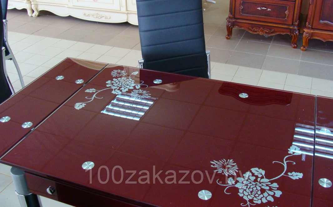 Стеклянный кухонный стол.Раздвижной обеденный стол трансформер 6069-3 - фото 3 - id-p5603611