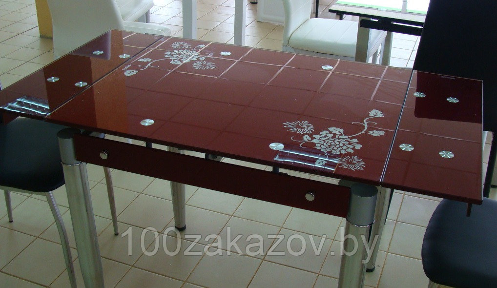 Стеклянный кухонный стол.Раздвижной обеденный стол трансформер 6069-3 - фото 4 - id-p5603611