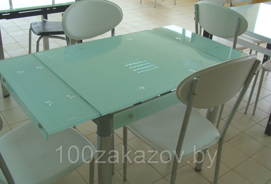 Стеклянный кухонный стол 800/1200*650. Раздвижной стол трансформер 6069-3 - фото 2 - id-p5622044