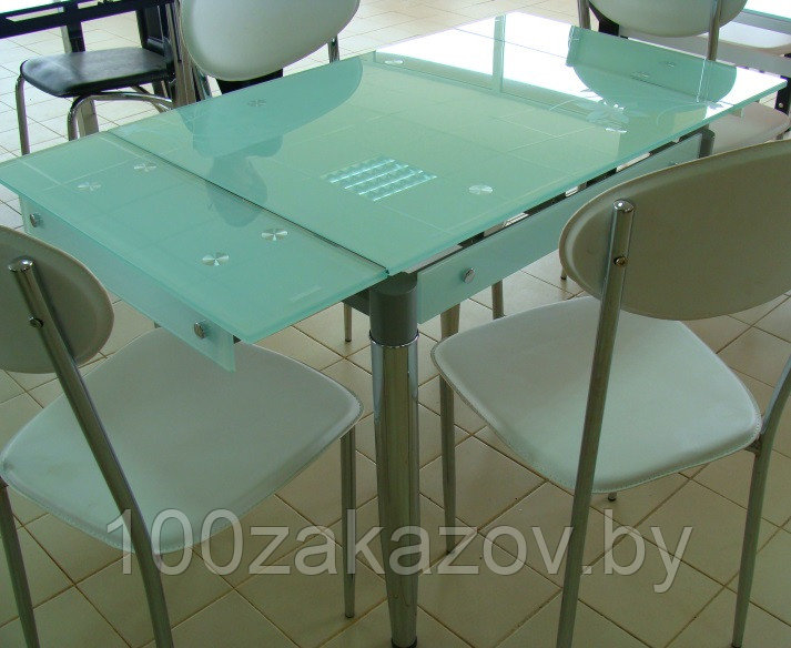 Стеклянный кухонный стол 800/1200*650. Раздвижной стол трансформер 6069-3 - фото 4 - id-p5622044