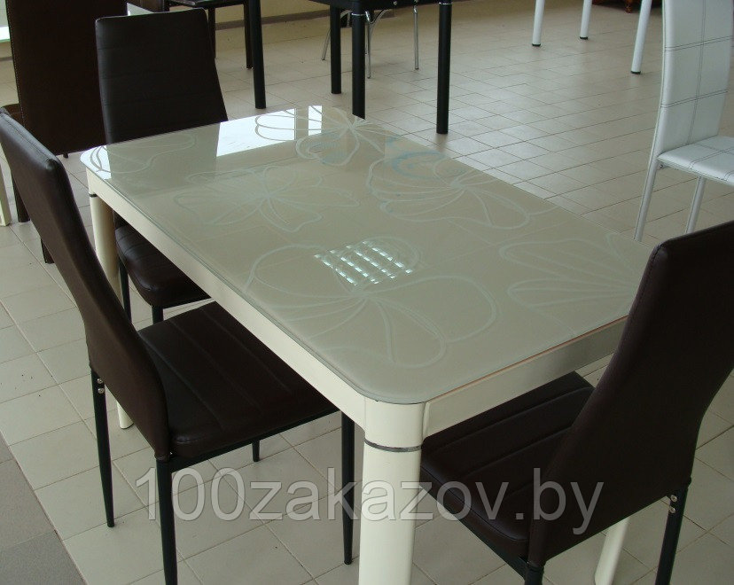 Стеклянный кухонный стол 1200*700. Кухонный стол AD-29 - фото 1 - id-p5603626