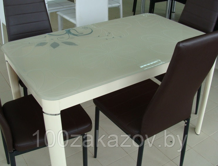 Стеклянный кухонный стол 1200*700. Кухонный стол AD-29 - фото 5 - id-p5603626