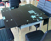 Стол обеденный раскладной D-02. Стол трансформер стеклянный, фото 1