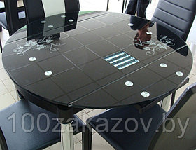 Стеклянный  раскладной  стол 595*980. Обеденный   стол трансформер 6069-2