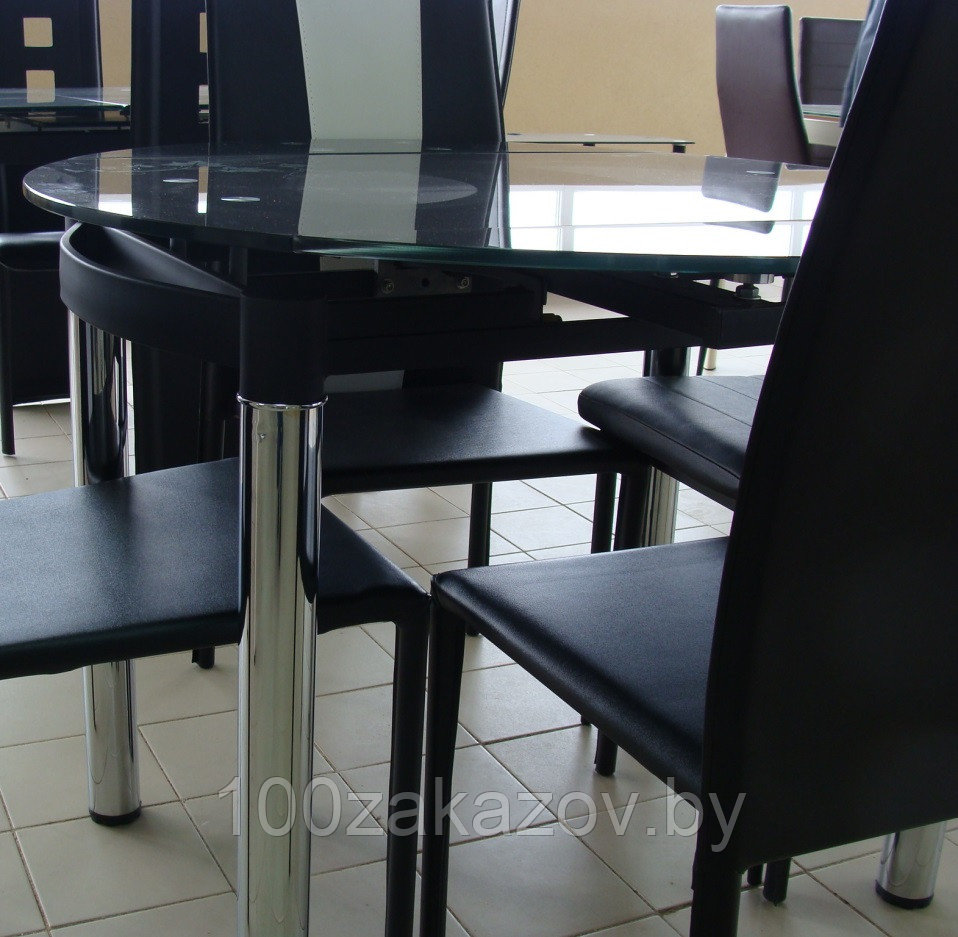 Стеклянный раскладной стол 595*980. Обеденный стол трансформер 6069-2 - фото 3 - id-p5633352