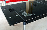 Стол обеденный раскладной 60-69А черный Стол трансформер стеклянный, фото 3