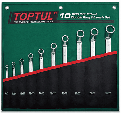 Набор накидных ключей отогнутых на  75° 6-27 мм. 10 пр. TOPTUL GRAI1001