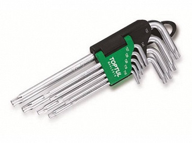 Набор ключей Torx T10-Т50 9шт с отверстием длинных TOPTUL (GAAL0919) - фото 1 - id-p104314362