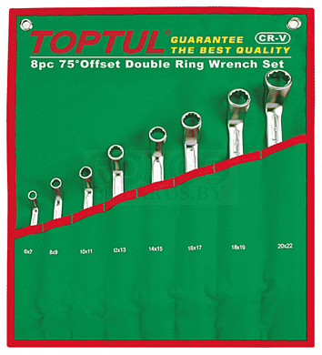 Набор накидных ключей отогнутых на 75 гр. 6-22 мм. 8 пр.. TOPTUL GAAA0810