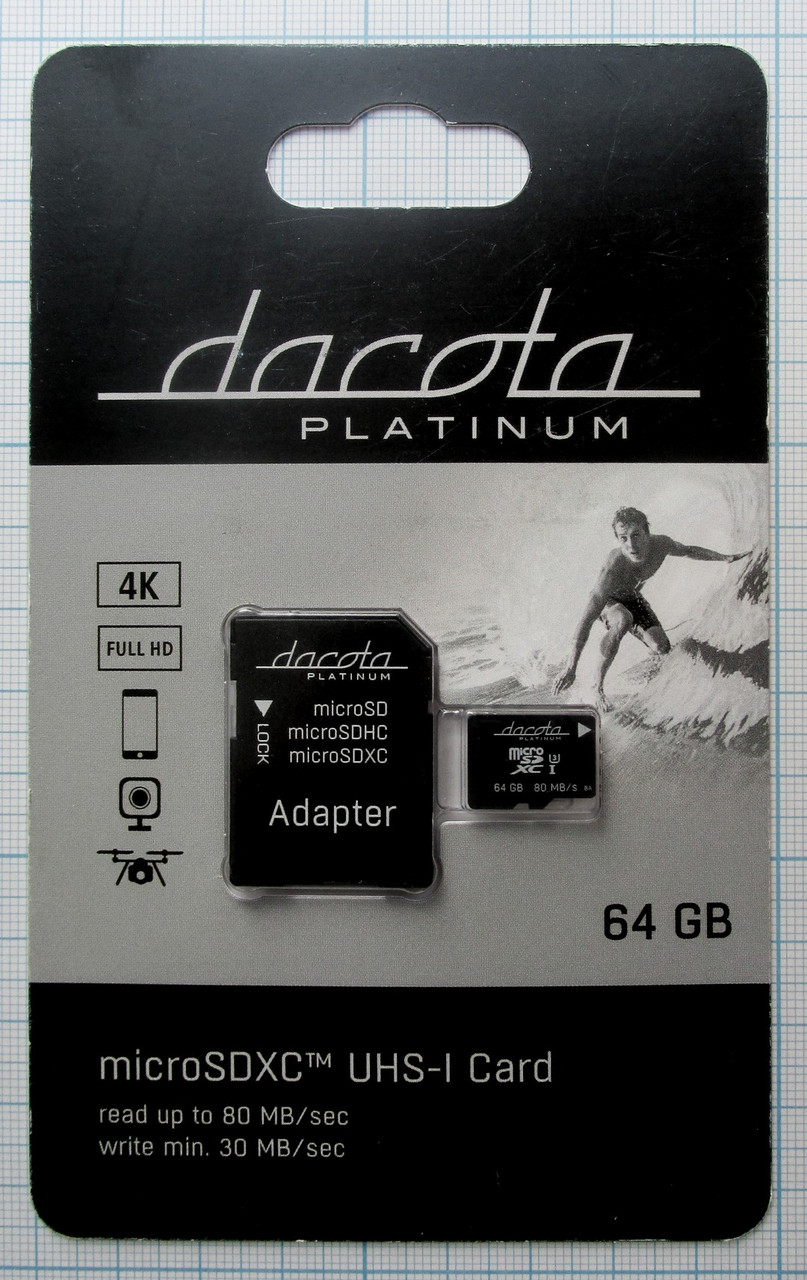 Карта памяти DACOTA PLATINUM (DPMF20644K) microSDXC UHS-I 64GB