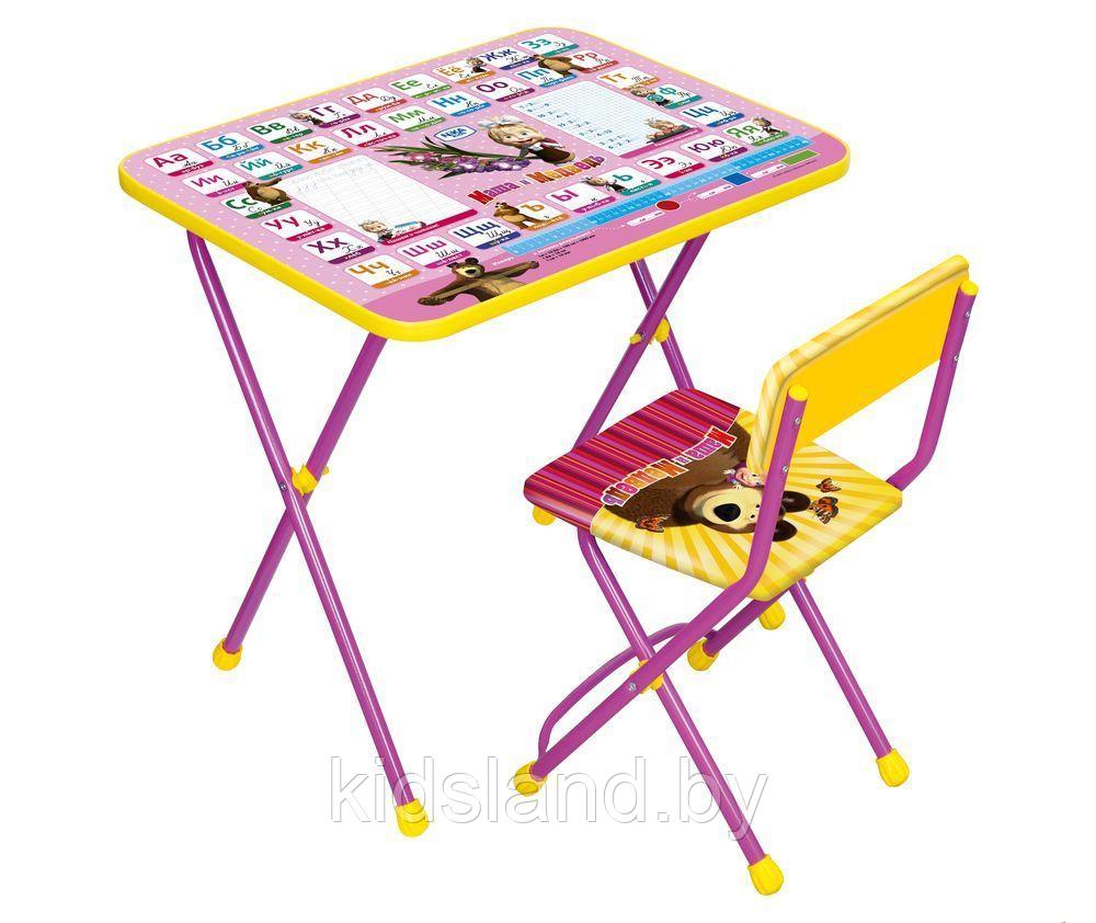 Детский складной столик со стульчиком  "Маша и Медведь" с азбукой арт. КП2/3