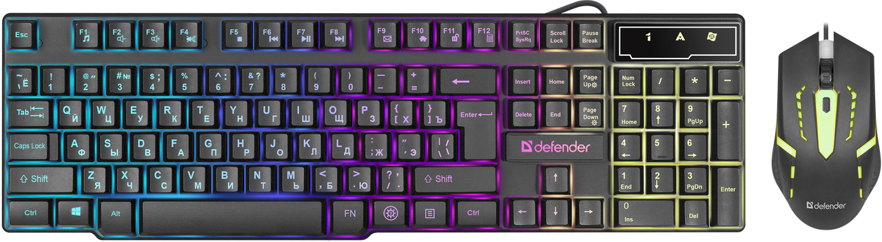 Игровой комплект из проводной клавиатуры и мыши с подсветкой Defender Sydney C-970