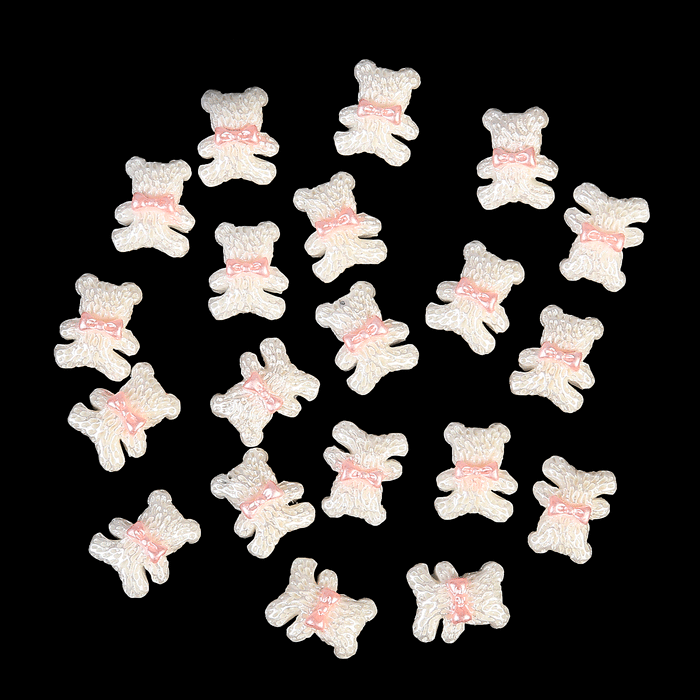 Шармы для творчества пластик "Медвежонок с розовым бантом" перламутр набор 5 шт 1,3х1 см - фото 1 - id-p104437376