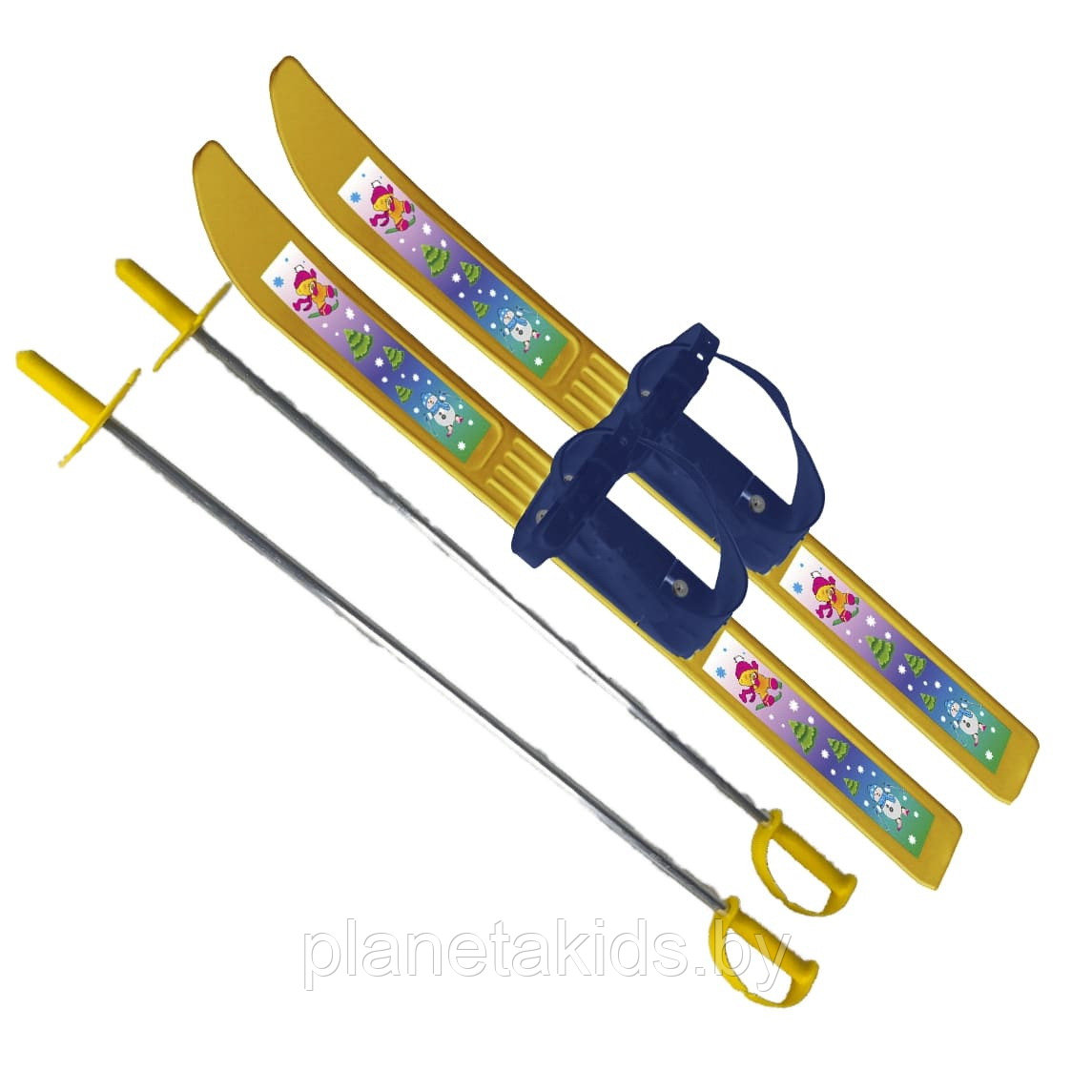 Лыжи детские "Олимпик-спорт", длина 66 см, палки 75 см (в сетке) - фото 1 - id-p69501562