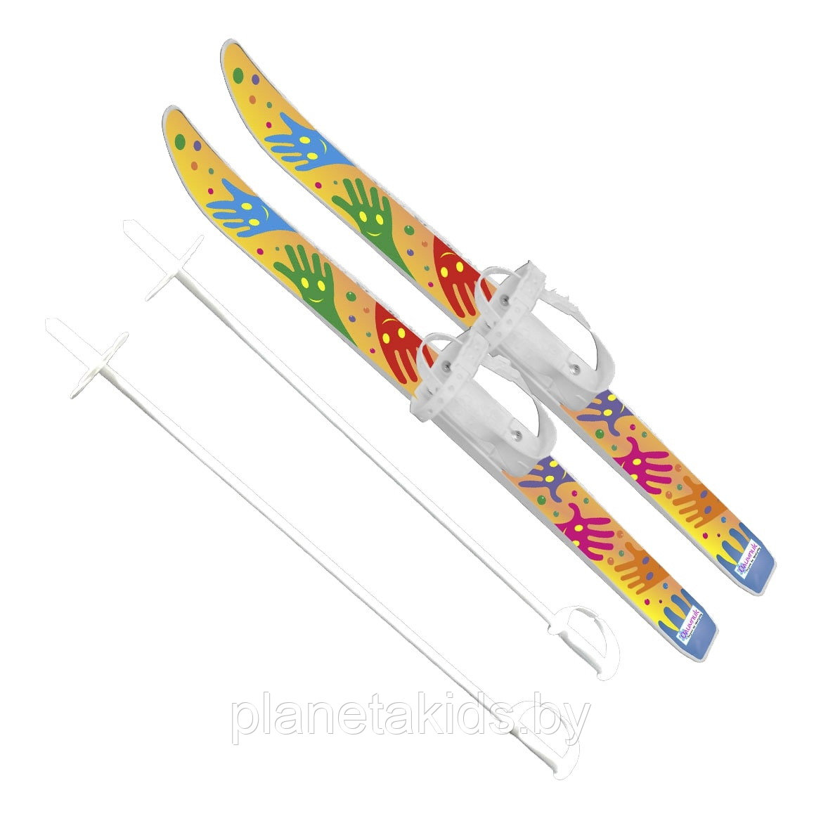 Лыжи детские "Лыжики пыжики"  с палками (в сетке, длина 75 см) 330085-00