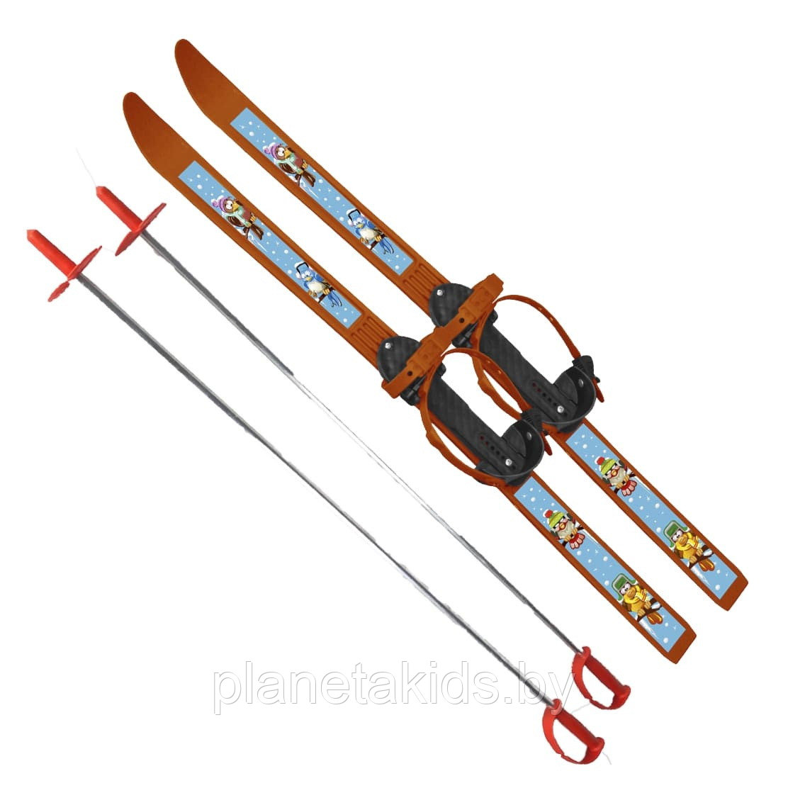 Лыжи детские "Вираж-спорт" с креплением "цикл", с палками (в сетке, длина 100 см) 7085-00 - фото 1 - id-p69501564