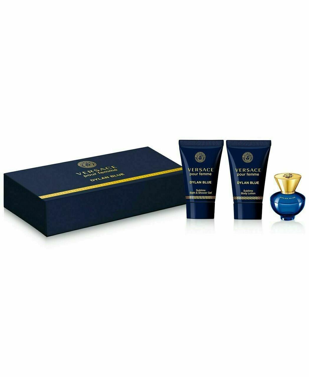 Versace Pour Femme Dylan Blue mini set(edt 5 ml+ b/lotion 25 ml+ s/gel 25 ml) - фото 1 - id-p103521967