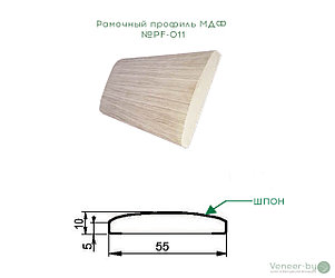 Рамочный плинтус МДФ №PF-011 шпонированный 10 мм 2,8мх55 мм