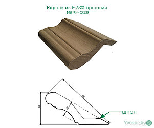 Карниз из МДФ профиля №PF-029 шпонированный 100 мм 2,8мх25 мм