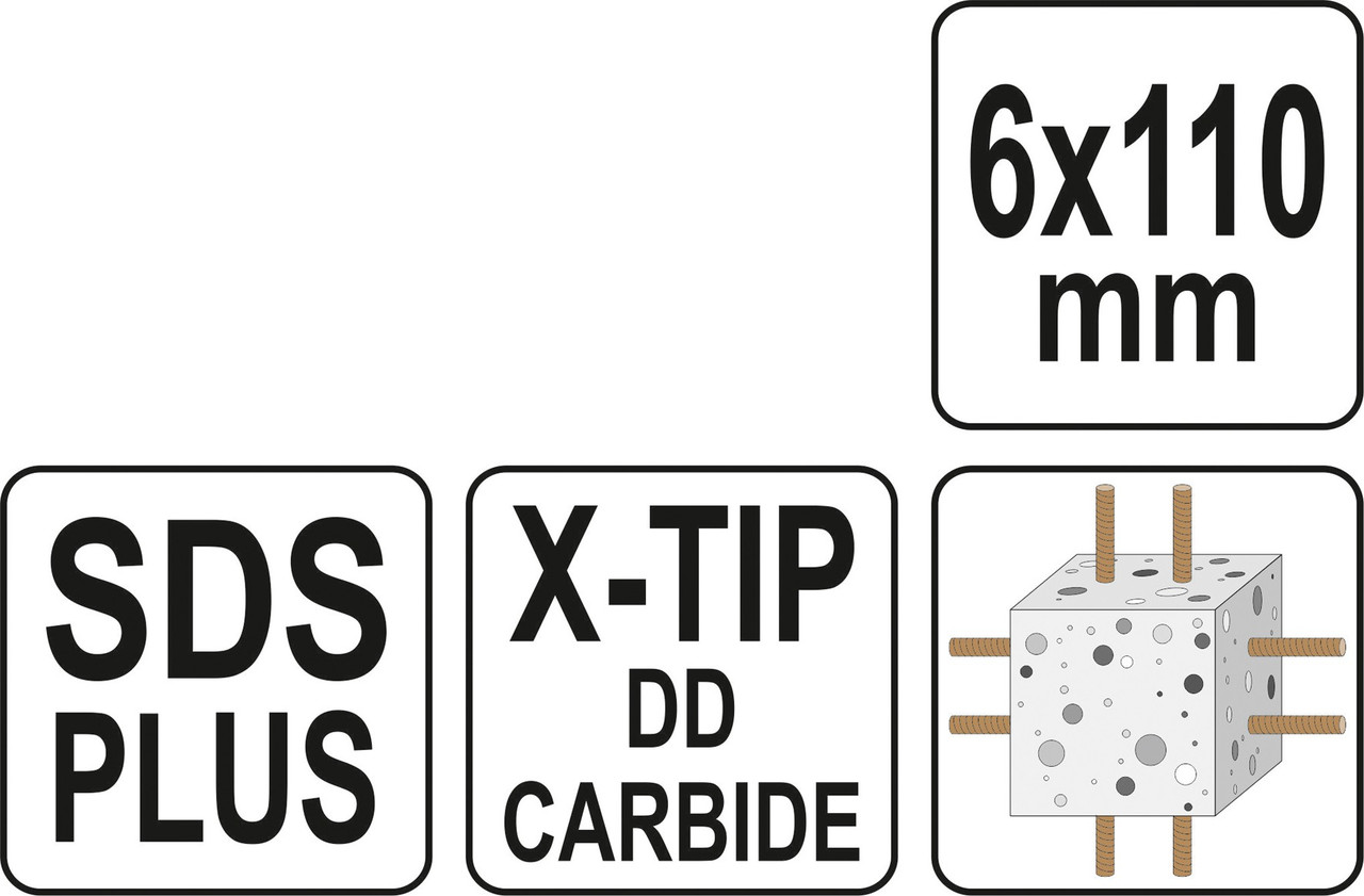 Бур по бетону SDS-plus PREMIUM 6мм/110мм, YATO - фото 5 - id-p104541806
