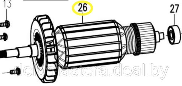 Якорь ротор для AG2326S WORTEX S1M-ZP15-26 - фото 1 - id-p104552945