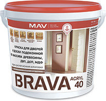 Краска для изделий из древесины BRAVA ACRYL 40 белая 1 л., фото 2