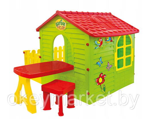 Детский игровой домик MOCHTOYS со столиком,стульчиком и забором ...