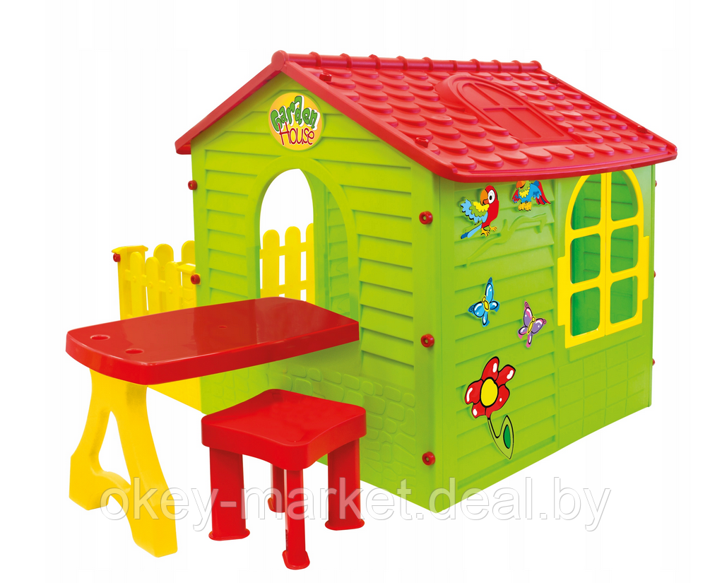 Детский игровой домик MOCHTOYS со столиком,стульчиком и забором - фото 4 - id-p44013031