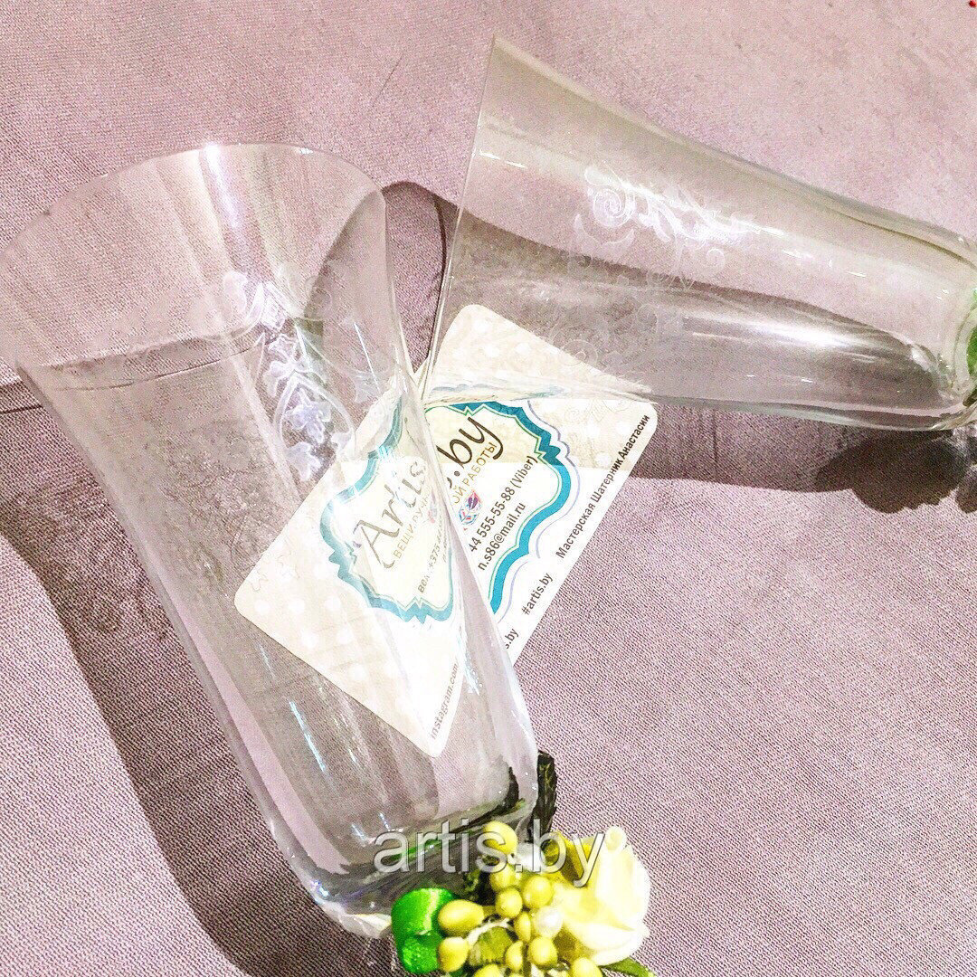 Свадебные бокалы с цветочным оформлением. "Нежность Лета". - фото 4 - id-p86065765
