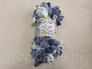 Пряжа Alize Puffy Color, Ализе Пуффи Колор, турецкая, плюшевая, 100% микрополиэстер, для ручного вязания (цвет 5925)