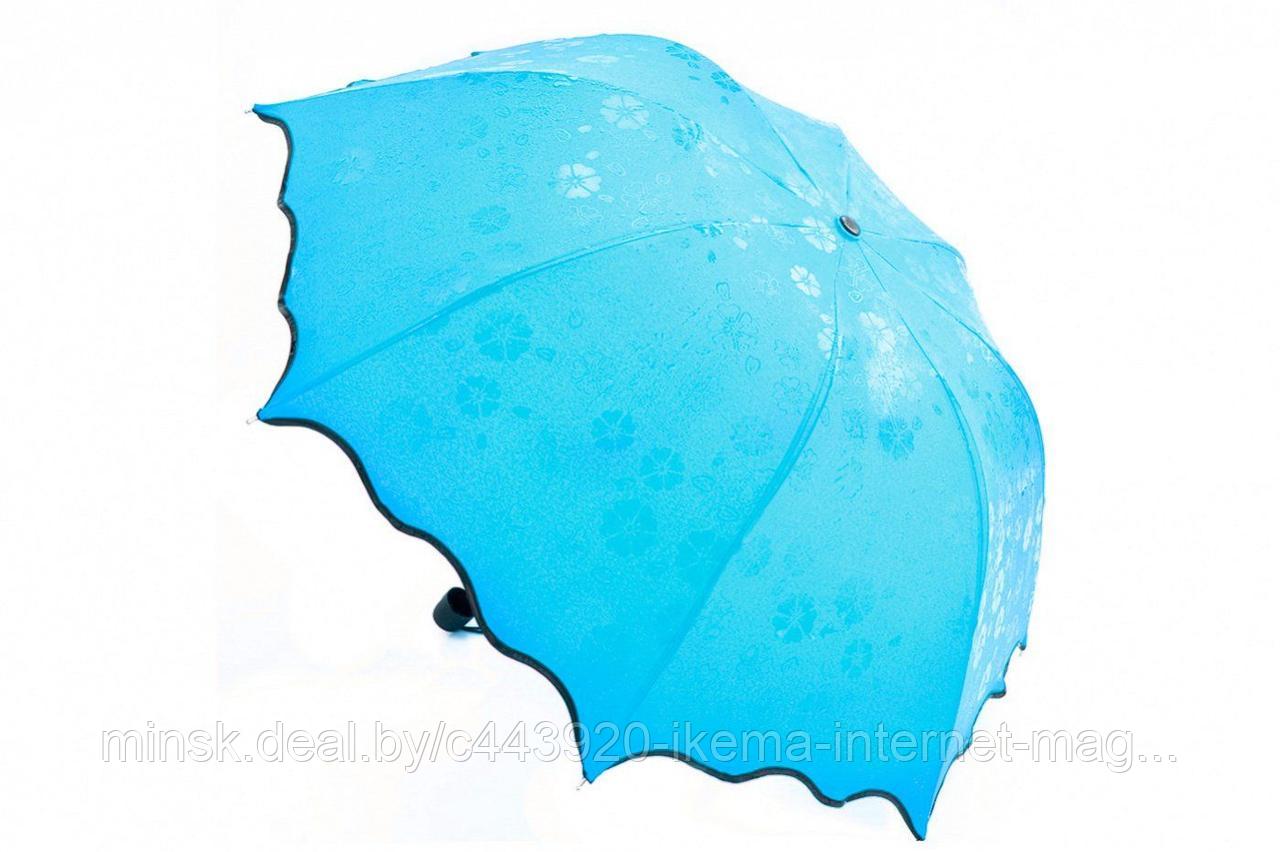 Зонт с проявляющимся рисунком голубой (диаметр купола 90 см) - фото 1 - id-p104672019