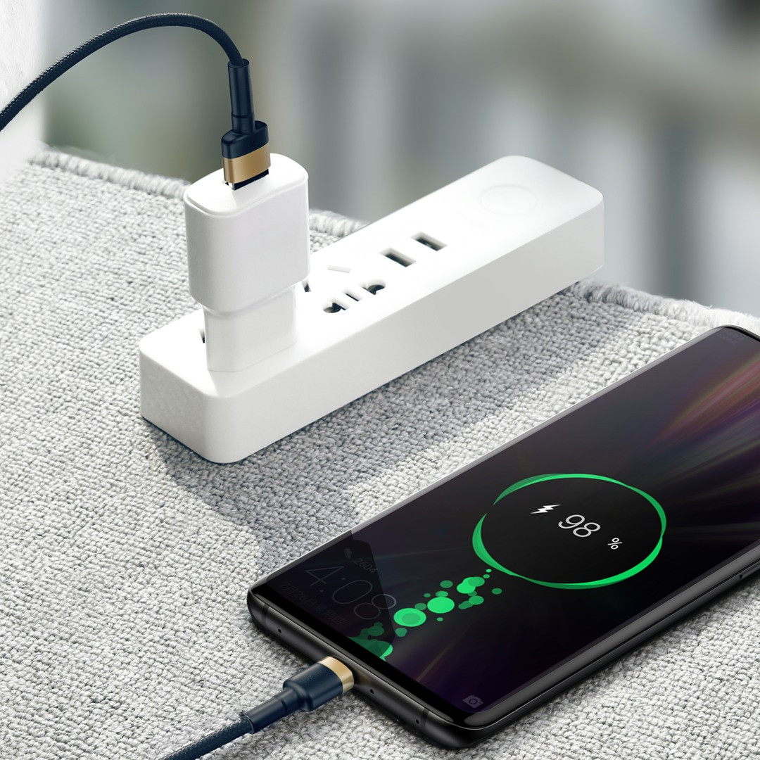 Кабель USB-C Baseus Cafule HW Quick Charging Data Сable USB For Type-C, 1m, (CATKLF-PG1) серый/ черный - фото 5 - id-p104664236