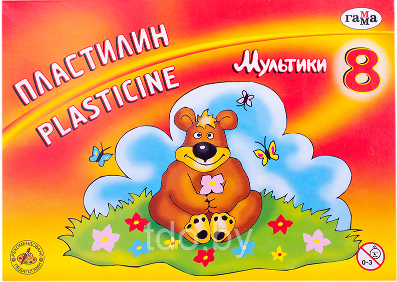 Пластилин МУЛЬТИКИ, 8 цв., 160г, со стеком картонная коробка