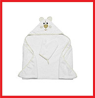 FE28060 Полотенце-уголок "Мишка" с рукавичкой,  махровое полотенце с капюшоном, 100х100 см, Funecotex