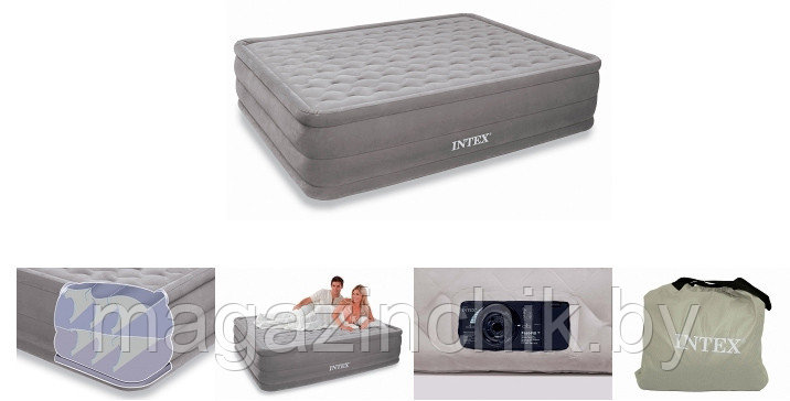 Intex 66958 Надувная ортопедическая кровать Ultra Plush Bed 152 х 203 х 46 встроенный электронасос 220 В - фото 5 - id-p39445