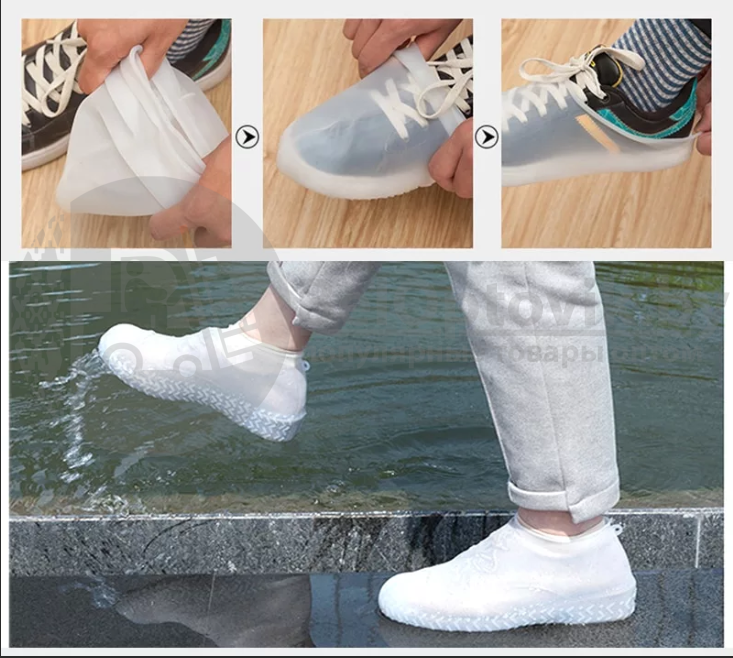 Бахилы (чехлы на обувь) от дождя и песка многоразовые силиконовые Waterproof Silicone Shoe. Суперпрочные - фото 10 - id-p104922915