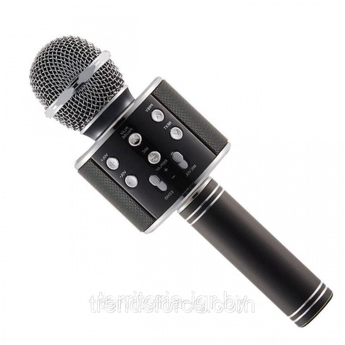 Караоке-микрофон Bluetooth WS-858 черный - фото 1 - id-p104941197